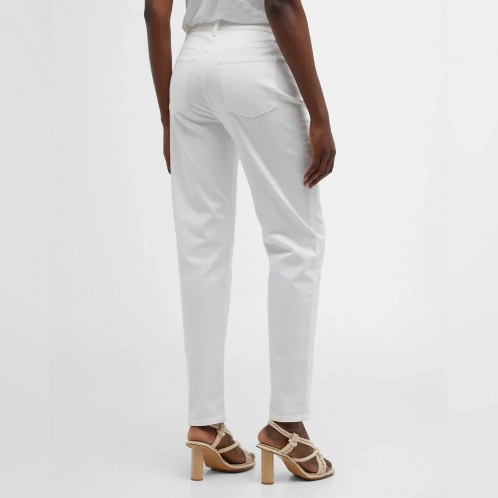 Eileen Fisher Organic Cotton Straight Leg Stretch Denim Pants White - Picture 14 of 14